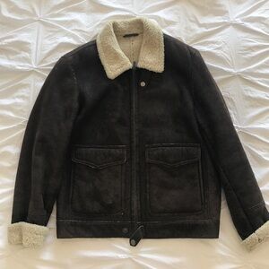 Zegna Sport Calfskin Leather Shearling Jacket